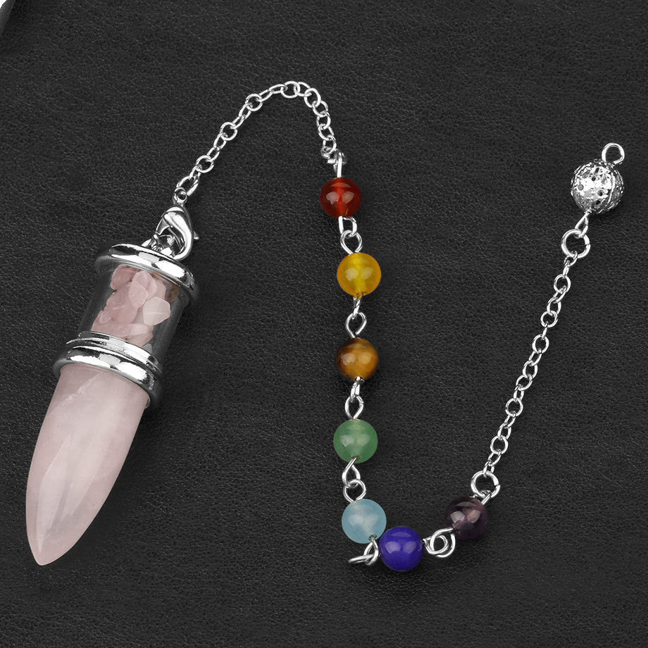 Natural Crystal Pendulum Rough Stone Seven Chakra Necklace Women's Yoga Jewelry