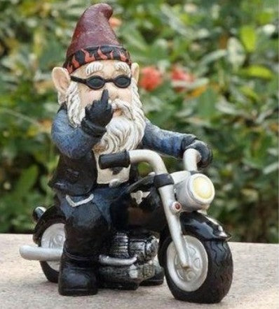 Biker Gnome Statue - Funny Garden Decor with Motorcycle & Sunglasses, Hand-Painted Resin, Perfect for Outdoor Yard or Patio