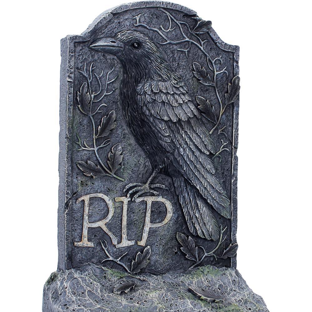 Gothic Raven Gravestone Ornament  RIP Tombstone Crow Statue Halloween Decor