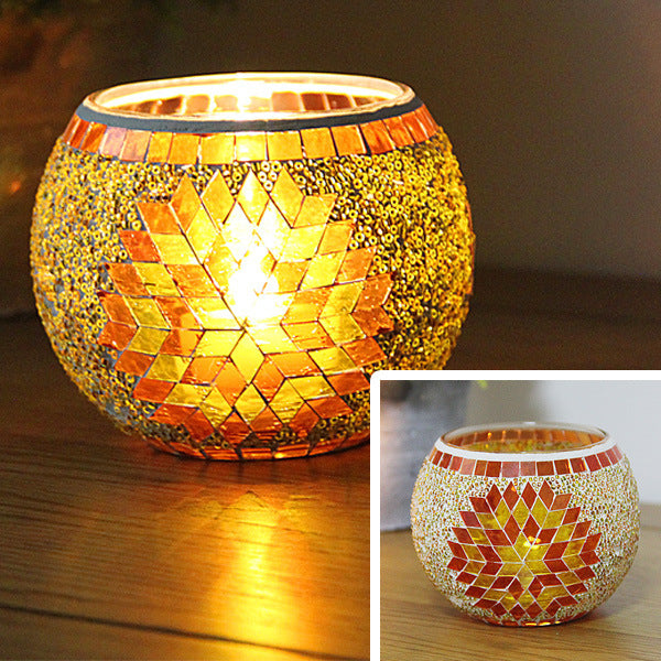 Mosaic glass candle holder