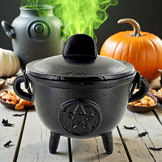 Witchcraft Cast Iron Pentagram Cauldron Medium Wiccan Pagan Spiritual Tool