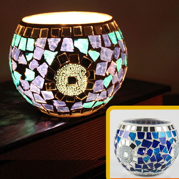 Mosaic glass candle holder