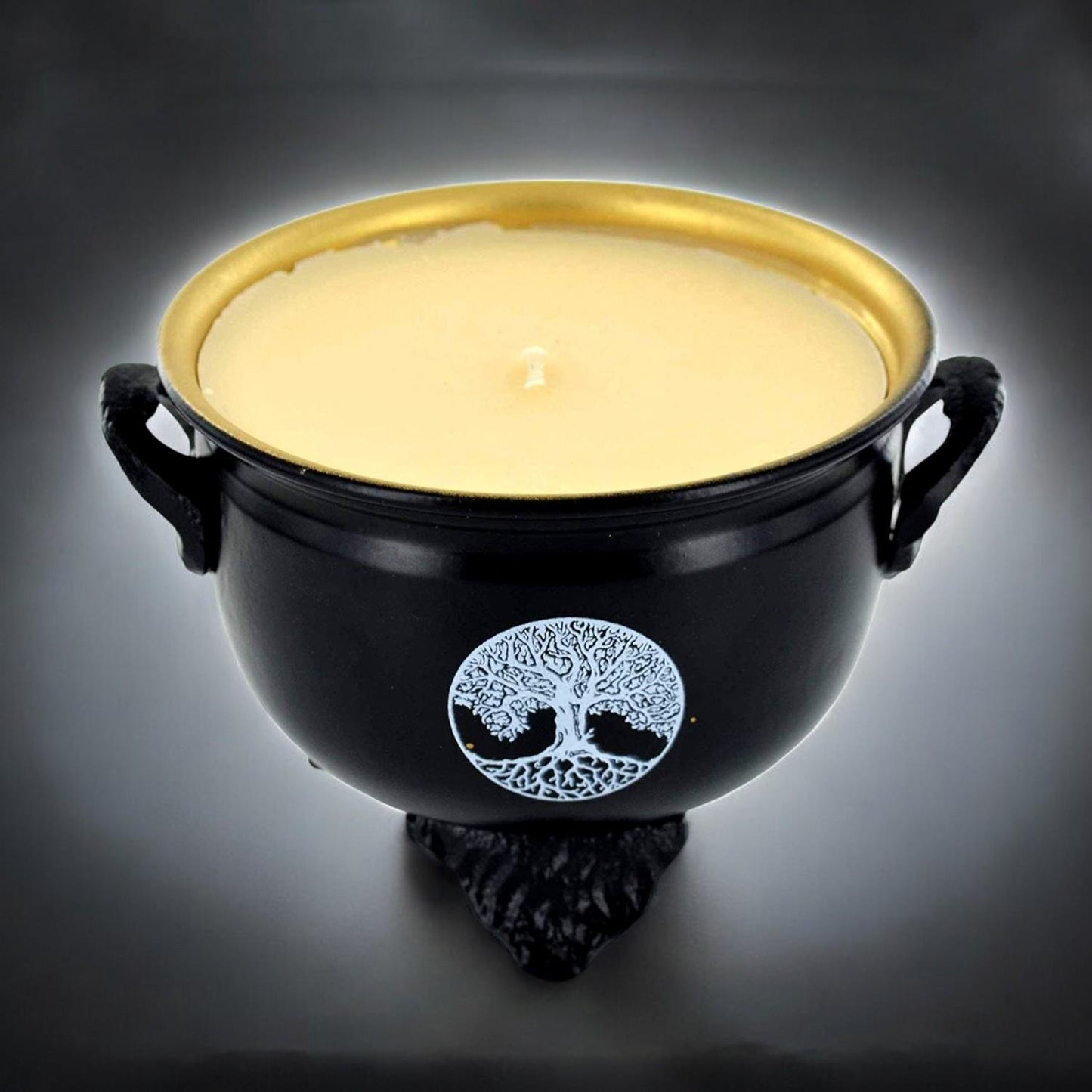 Tree of Life Cauldron Candle - Iron Cauldron with Soya Wax, Symbolic Tree of Life Decor, Perfect for Wicca and Meditation