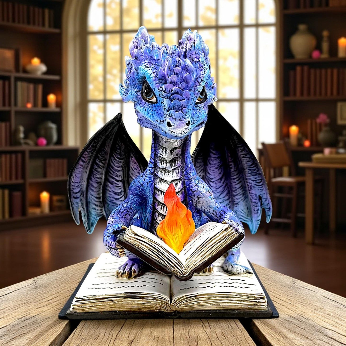 Fantasy Dragon Figurine Ornament Spell book Gothic Statue Mythical Creature