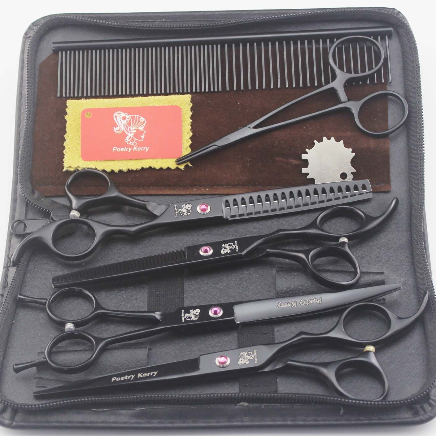 Professional Pet Grooming Scissors Kit - 7-Piece Set with Sharp Blades & Comb, Stainless Steel Dog & Cat Hair Trimming Tools, Ideal for Home or Salon Use-Osiris Craftworks