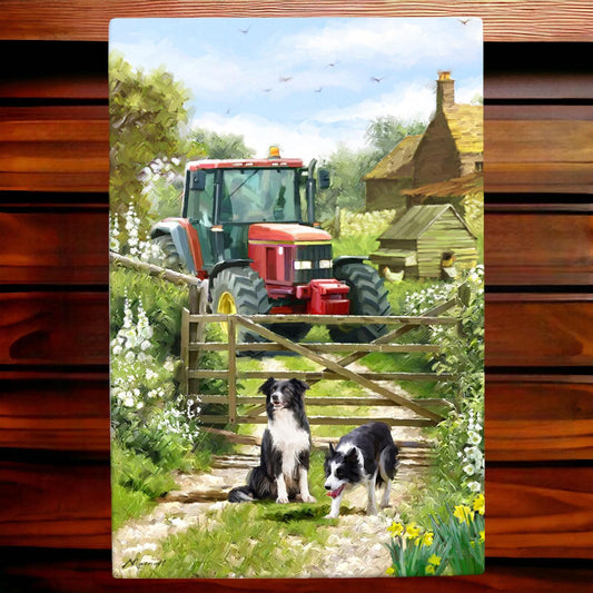 MACNEIL STUDIOS - TRACTOR & COLLIES Ceramic Art Tile 30x20cm - Farm Scene Decor-Osiris Craftworks