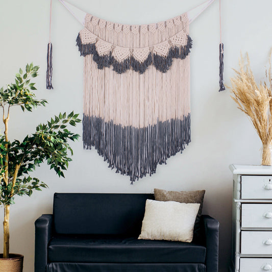 Bohemian Handmade Gradient Tapestry - Wall-Mounted Macrame Decor with Fringe, Perfect for Living Room or Bedroom Accent