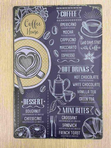 Vintage-Inspired Coffee Shop Menu Metal Sign - Charming Nostalgia for Your Home Decor Home Warming Gift-Osiris Craftworks