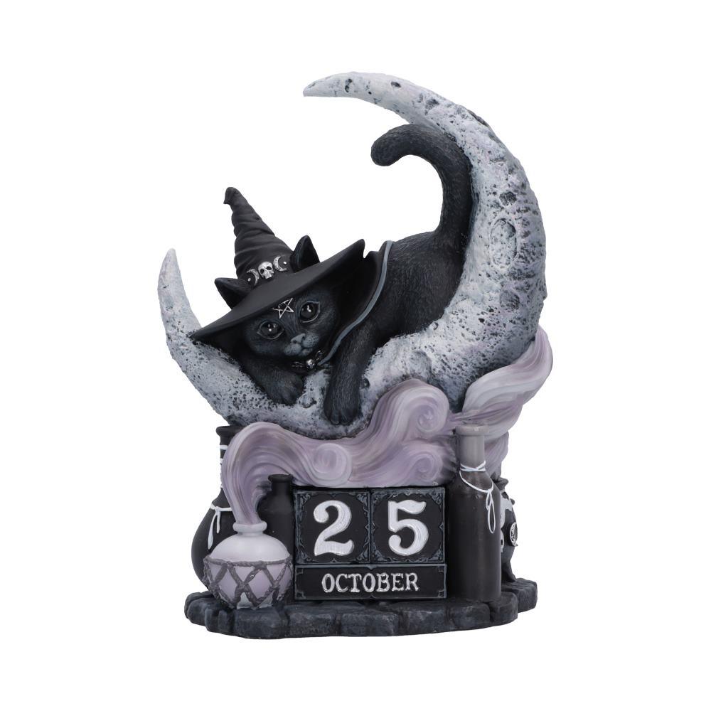 Gothic Black Cat Perpetual Calendar Witch Moon Halloween Wiccan Decor Art