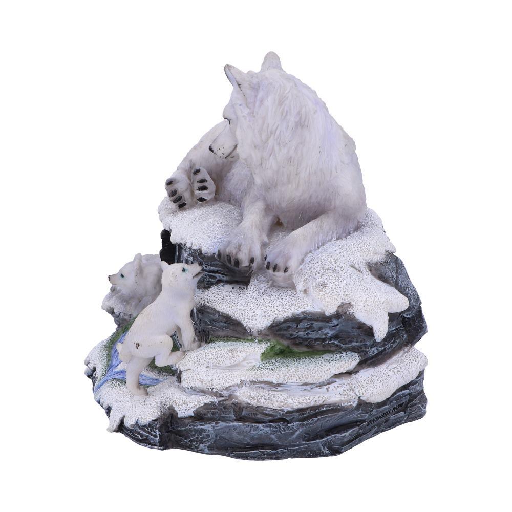 Mother Wolf with Pups Perpetual Calendar Arctic Wildlife Figurine Home Decor