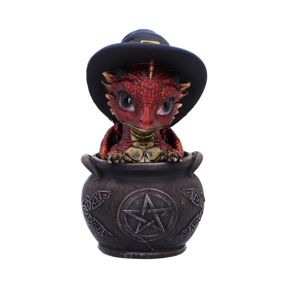 Red Dragon in Cauldron Figurine Gothic Witchcraft Fantasy Magical Creature Gift