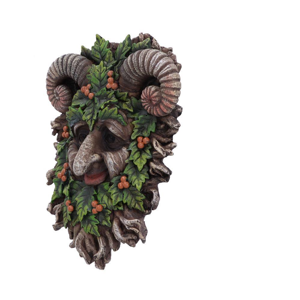 Pagan Horned Forest Guardian Sculpture Green Man Wall Plaque Wiccan Decor