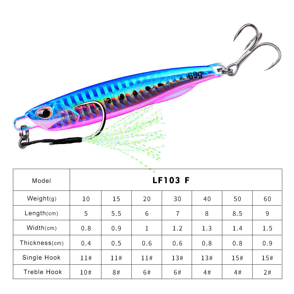 Luya Bait Submerged Tossing Lure Iron Plate Luminous Fish Lead With Treble Hook