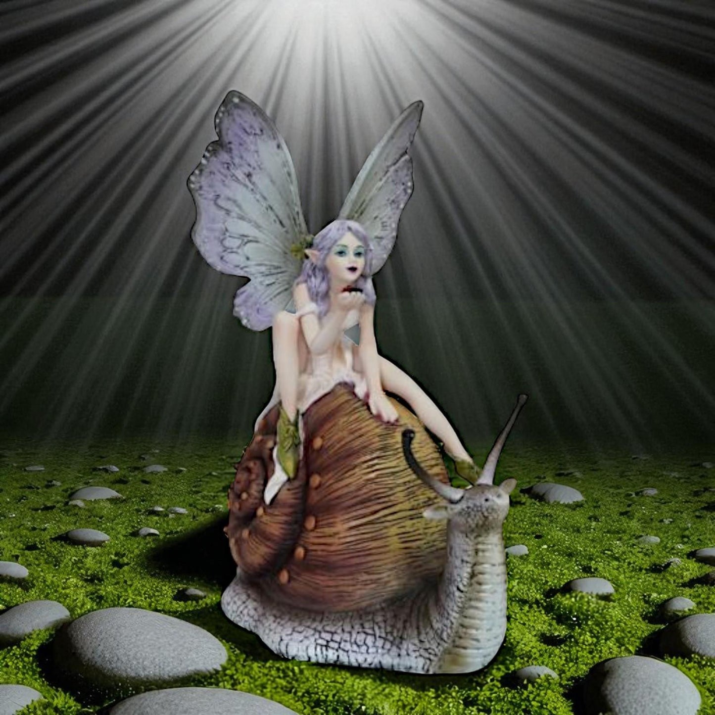 Whimsical Fairy Snail Ornament Resin Figurine Collectible Fantasy Gothic Home Decor 16cm