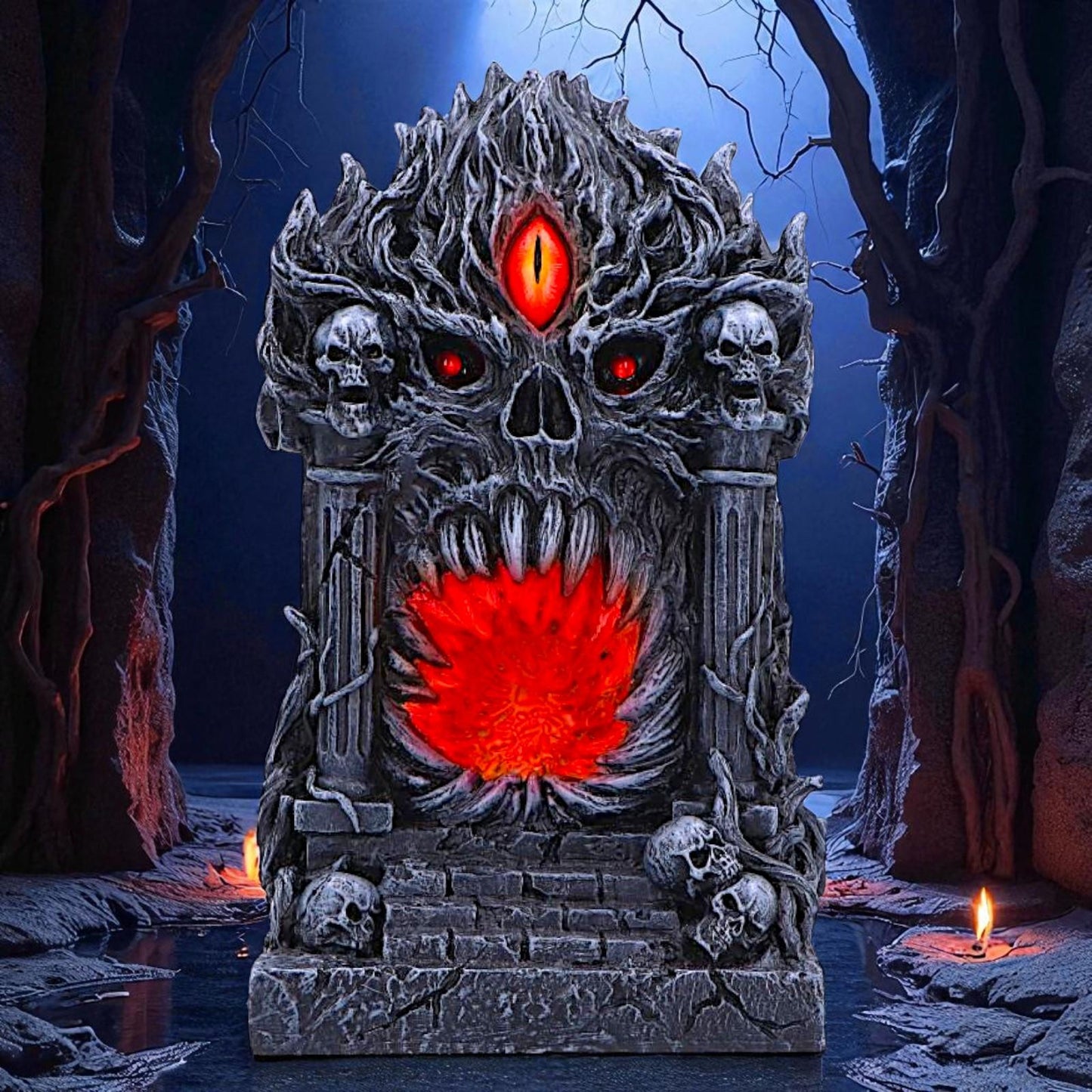 Gothic LED Skull Doorway to Underworld Figurine Gates of Hell Halloween Art