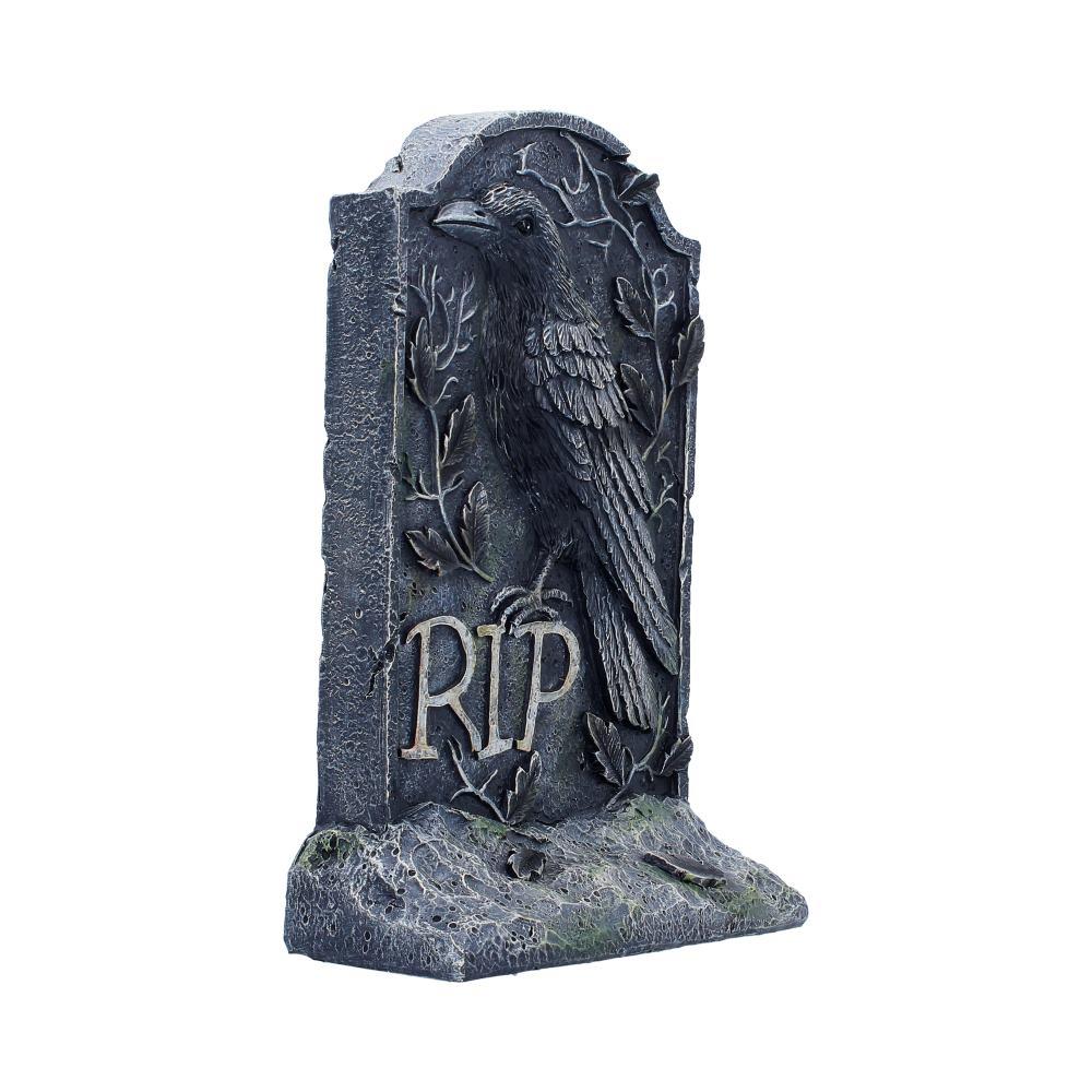 Gothic Raven Gravestone Ornament  RIP Tombstone Crow Statue Halloween Decor