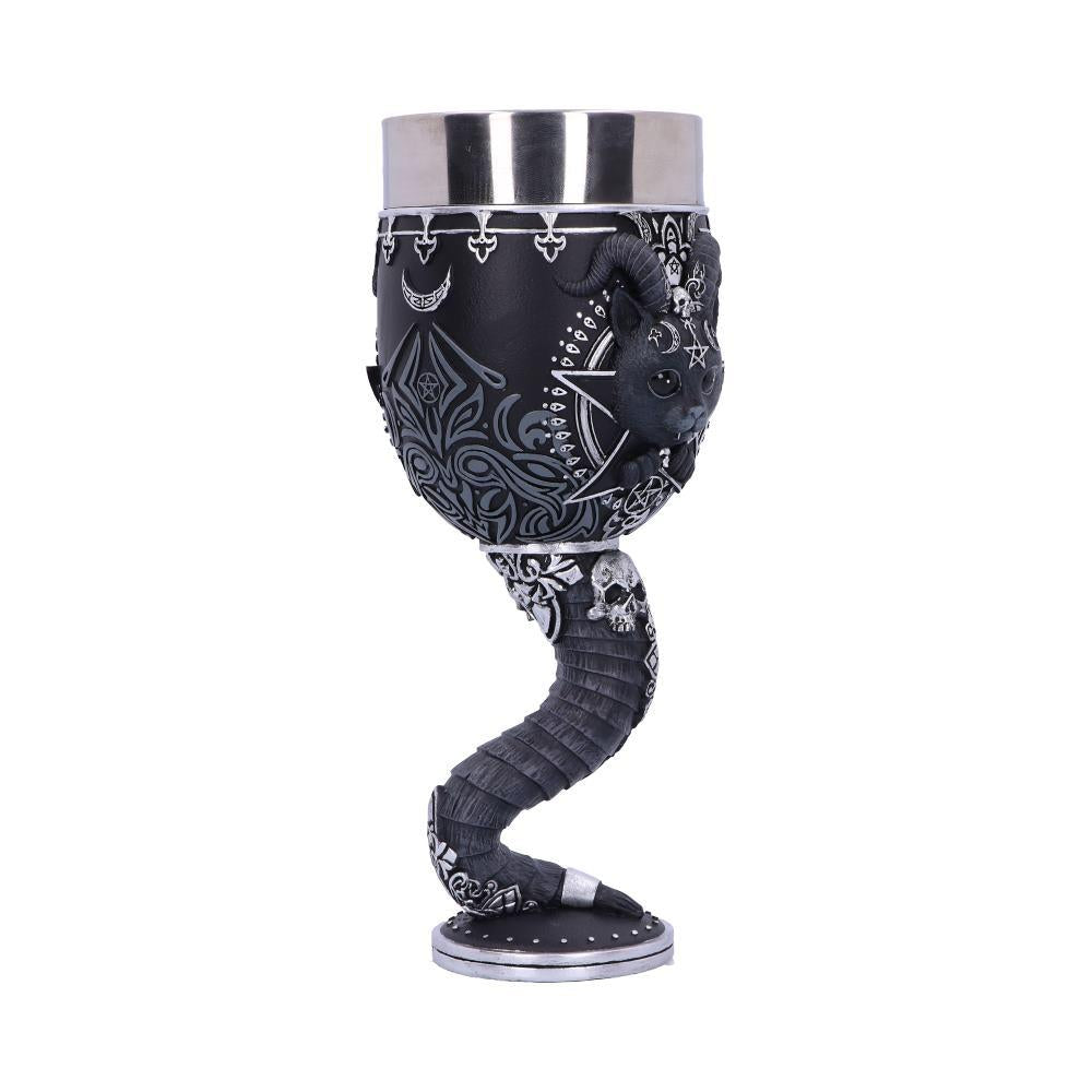 Pawzuph Occult Goblet Gothic Cat Chalice Pentagram Cup Pagan Altar Drinkware