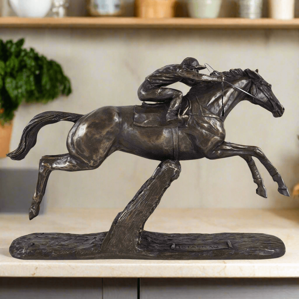 Istabraq Bronze Effect Horse Sculpture by Harriet Glen | Majestic Equestrian Art, Horse Racing Memorabilia, Resin Statue 33 x 22 cm