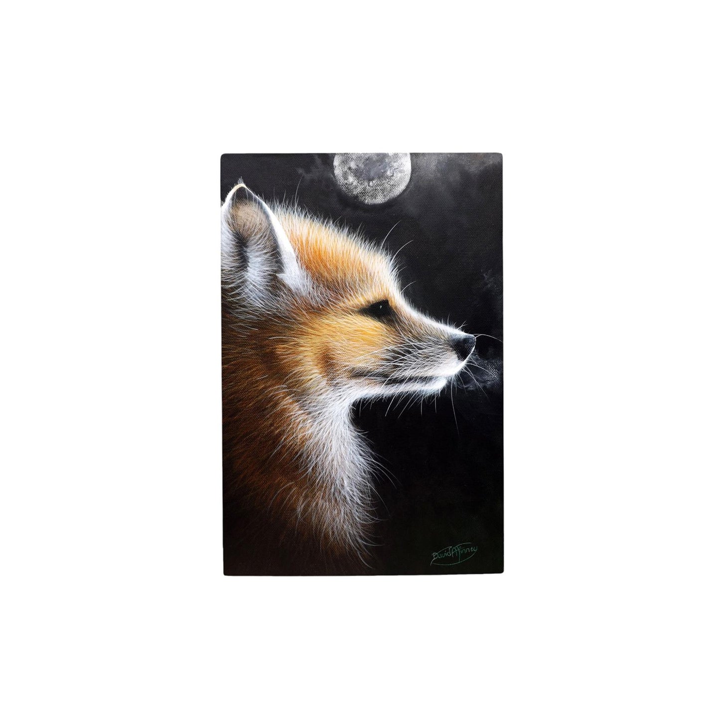 FOX IN MOON LIGHT Ceramic Art Tile by D.Finney | 30x20 cm Wall Hanging | Ready to Hang