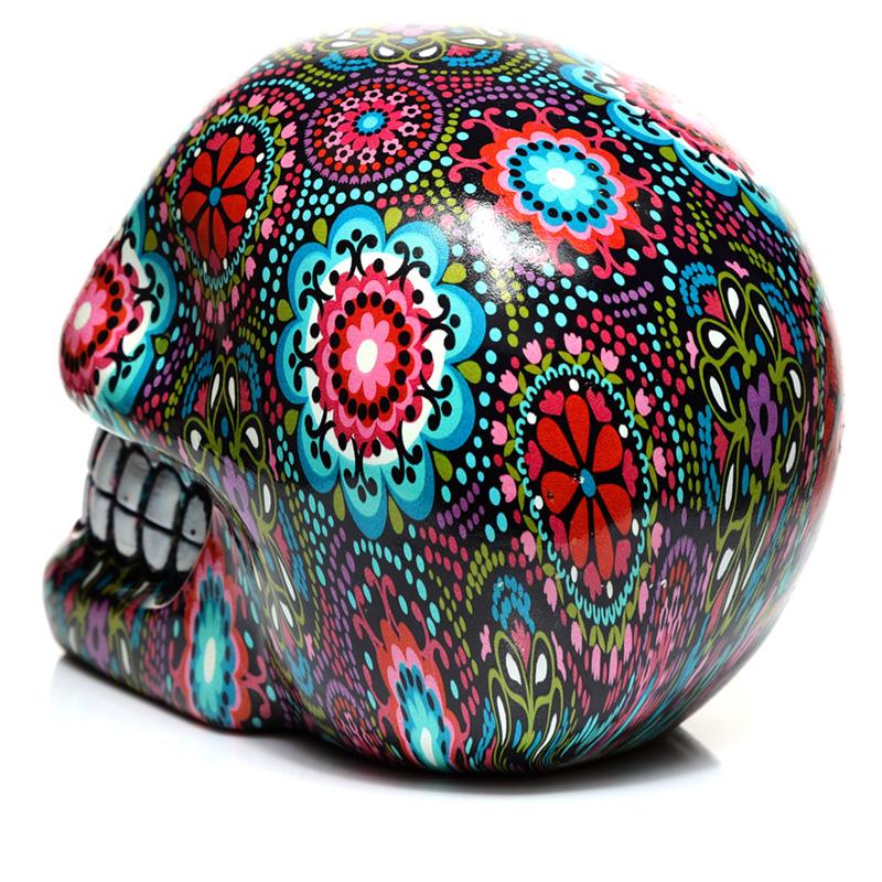 Vibrant Sugar Skull Fantasy Ornament Day of the Dead Gothic Decor Fantasy Figurine