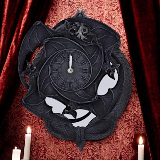 Vampire Gothic Bat Wing Wall Clock for Dark Home Decor Timeless Occult Altar