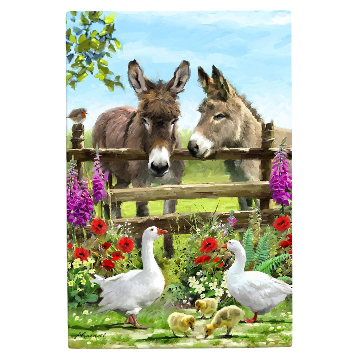 MacNeil Studios Donkeys Over the Fence Ceramic Art Tile 30x20cm Wall Decor-Osiris Craftworks