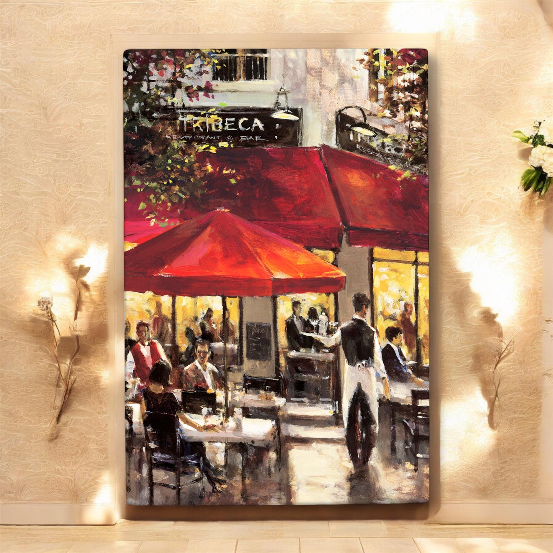 TRIBECA BAR Ceramic Art Tile - Brent Heighton 30x20cm Wall Decor, Ready to Hang, Vibrant Bistro Scene, Elegant Wall Art, Modern Home Decor Tile-Osiris Craftworks