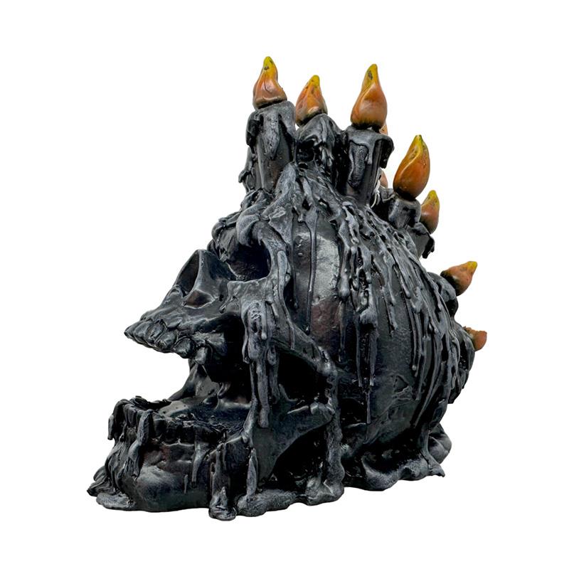 Dark Gothic Black Skull Figurine Occult Statue Fantasy Altar Ornament 19.5 cm