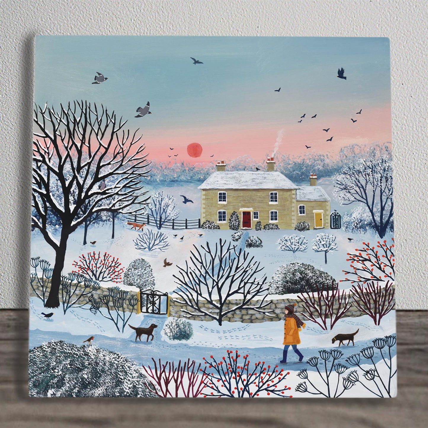 NEARLY HOME Ceramic Art Tile by Jo Grundy, 20x20 cm - Wall-Ready, Perfect Gift Idea