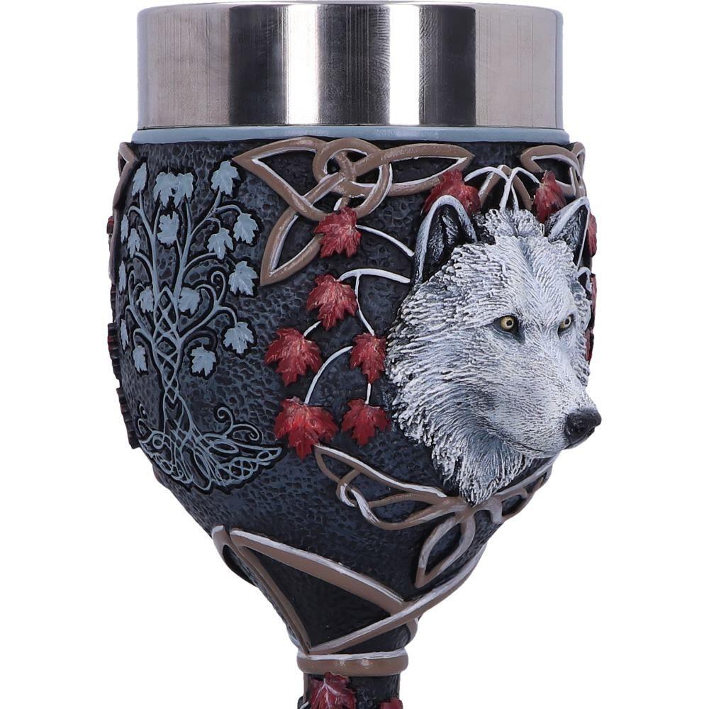 Lisa Parker Guardian of the Fall Goblet – Autumn Wolf Gothic Chalice 19.5cm