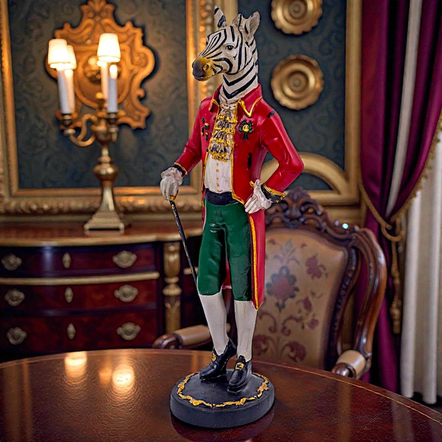 Dapper Gentry Zebra Figure Elegant  Animal Statue Gentleman Ornament Art