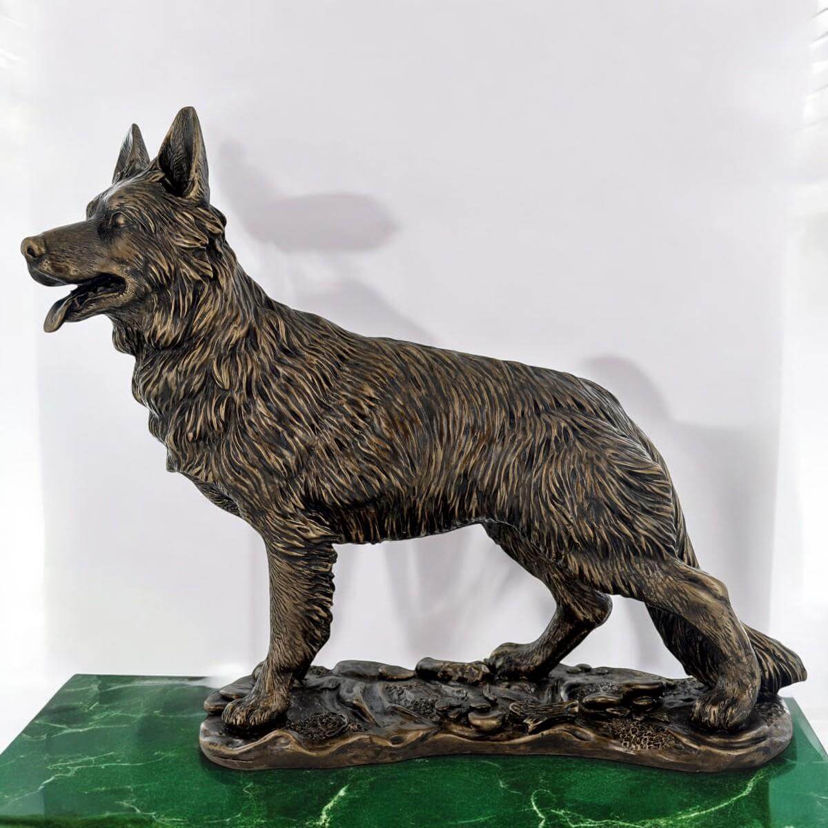 Elegant German Shepherd Bronze Effect Dog Sculpture - Resin Figurine for Home Decor | Collectible Shepherd Statue by R. Sefton