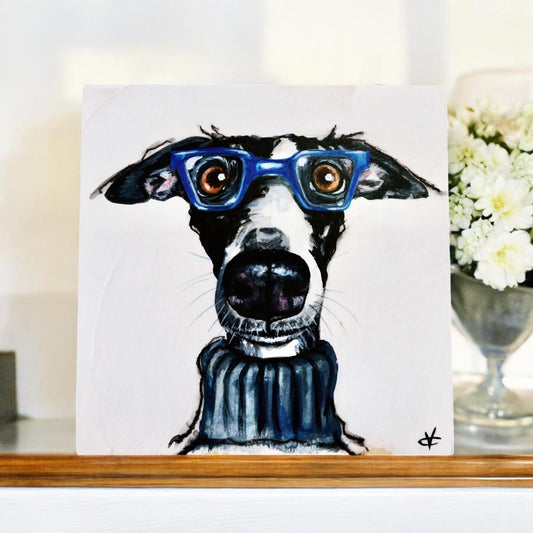 Reggie Ceramic Art Tile by Victoria Coleman | Unique 20x20cm Wall Art Ready to Hang | Quirky Home Decor