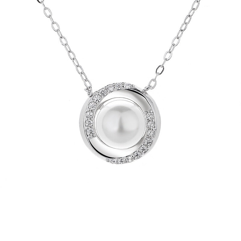 Light Luxury Temperament Special-interest Design Simple All-match S999 Pure Silver Pearl Necklace For Women