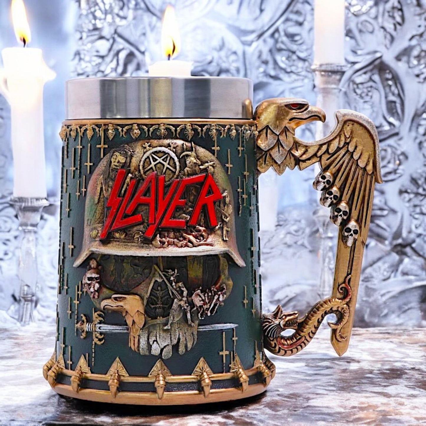 Official Slayer Skull Tankard | Eagle Helmet Logo Mug | Heavy Metal Collectible 16.5cm