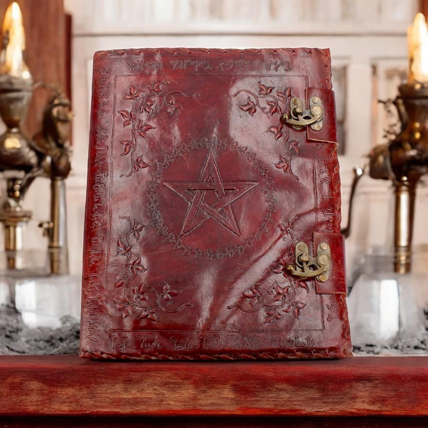 Large Leather Pentagram Book of Shadows Wiccan Altar Pagan Notebook Occult Gift