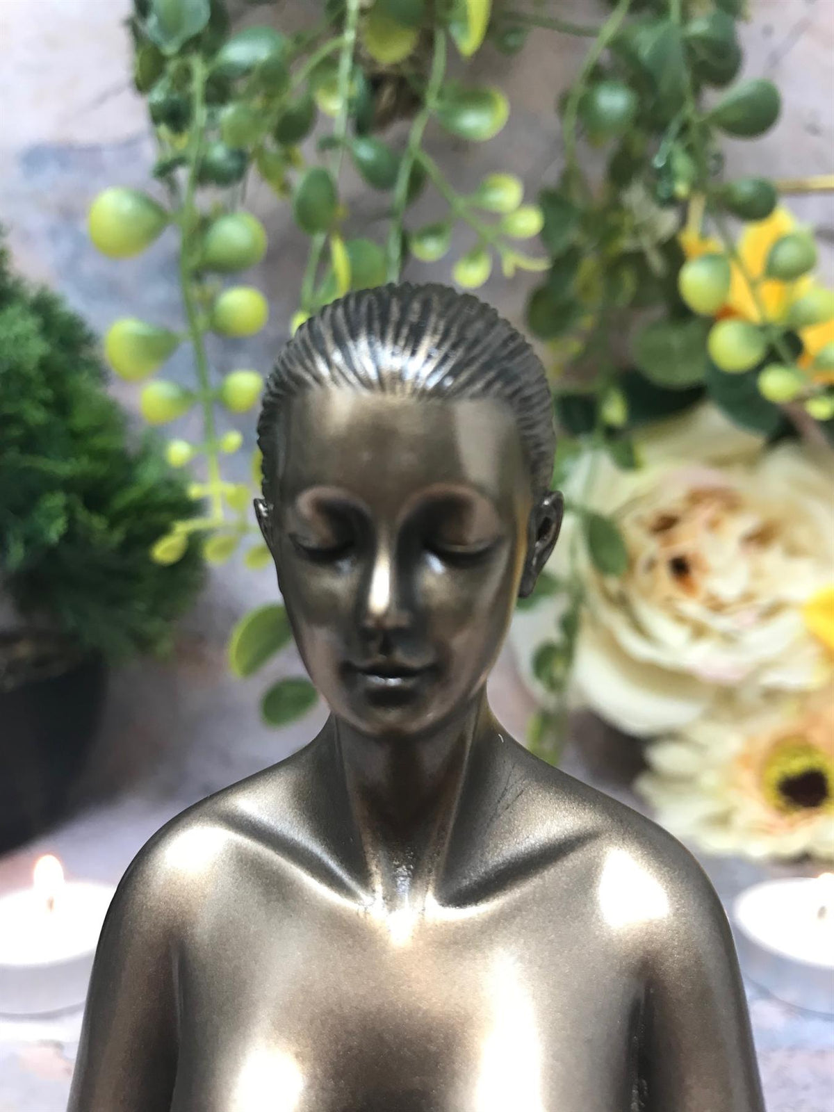 Bronze Finish Yoga Woman Statue - 12cm Meditation Figurine - Parastone Resin Sculpture