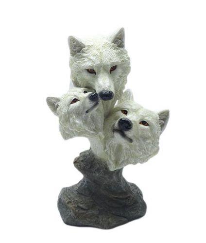 Majestic Wolf Trio Resin Sculpture - 15cm Handcrafted Wildlife Decor - Detailed Wolf Family Statue, Collectible Animal Art