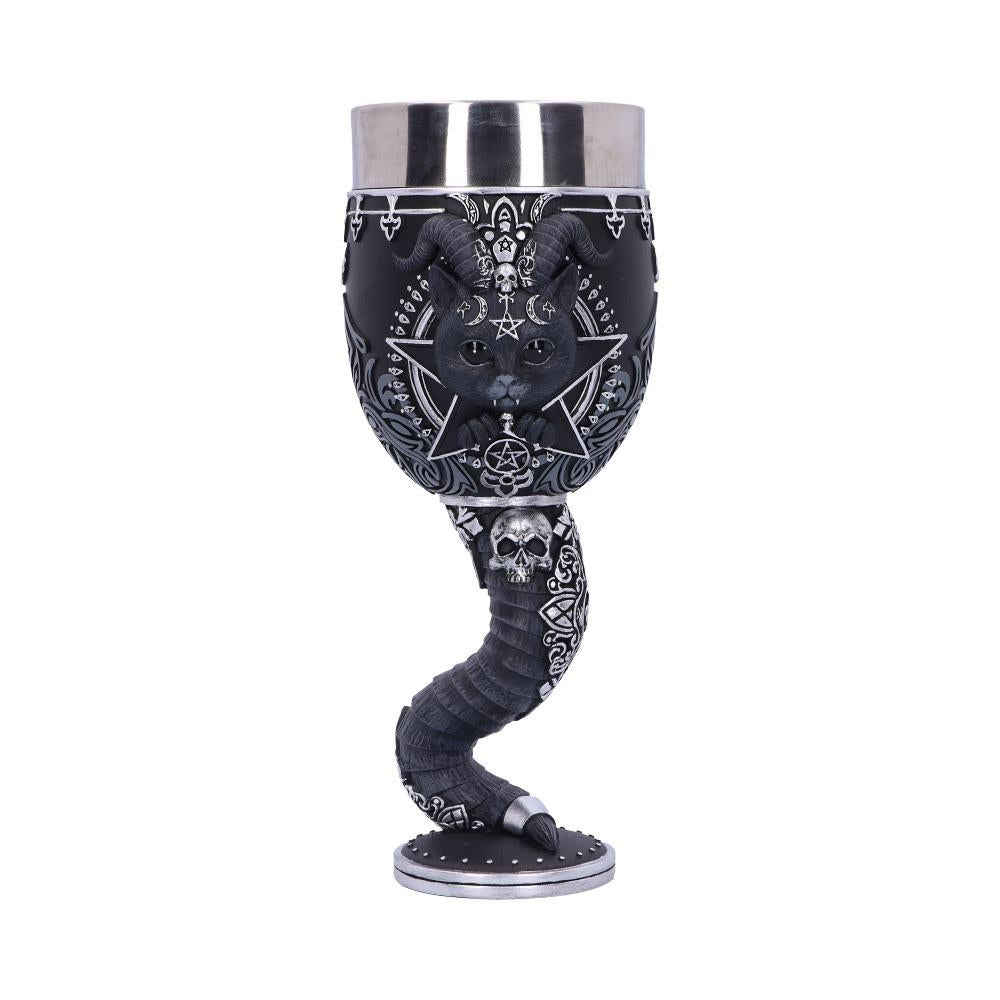 Pawzuph Occult Goblet Gothic Cat Chalice Pentagram Cup Pagan Altar Drinkware
