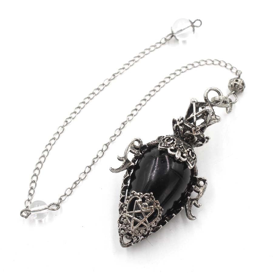 Ancient Silver Bottle Egg-shaped Crystal Pendulum Pendant Necklace