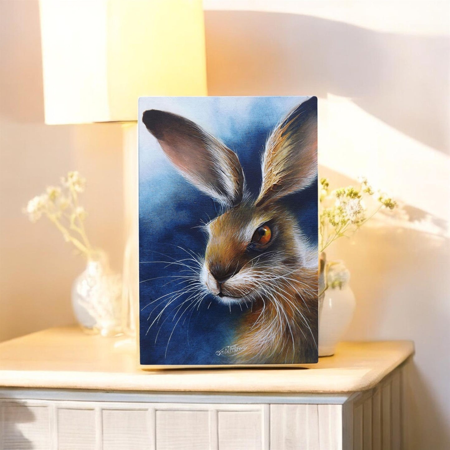 HARE Ceramic Art Tile by D. Finney – 30x20 cm, Ready to Hang, Beautiful Gift