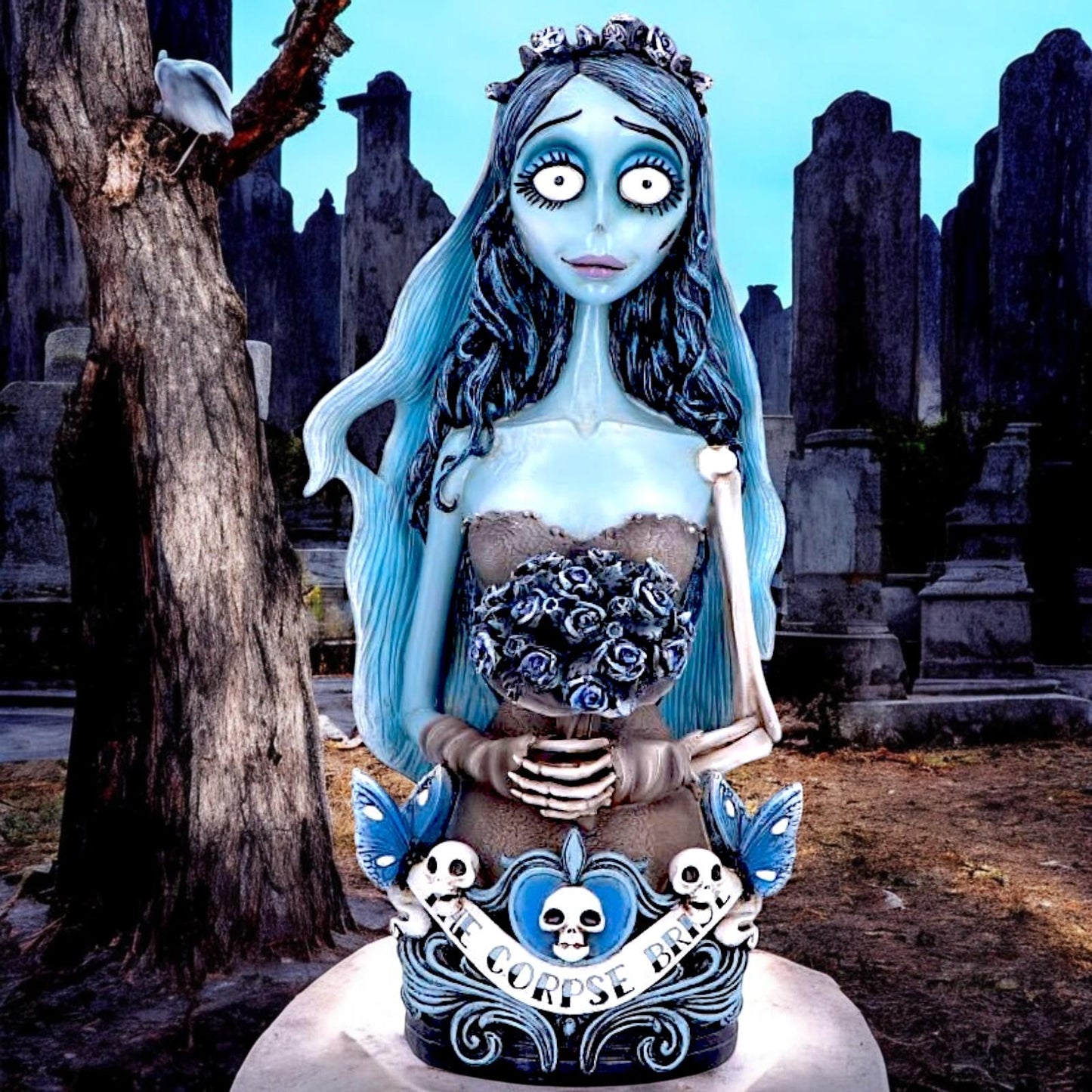 Official Corpse Bride Emily Bust Ornament Tim Burton Gothic Collectible Resin Statue