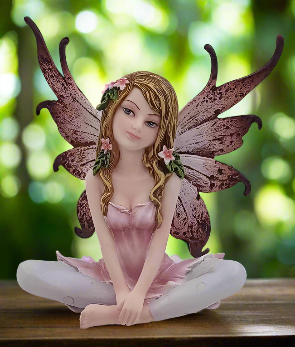 Pink Flower Fairy Figurine Mythical Statue Fantasy Ornament Fairies Collection