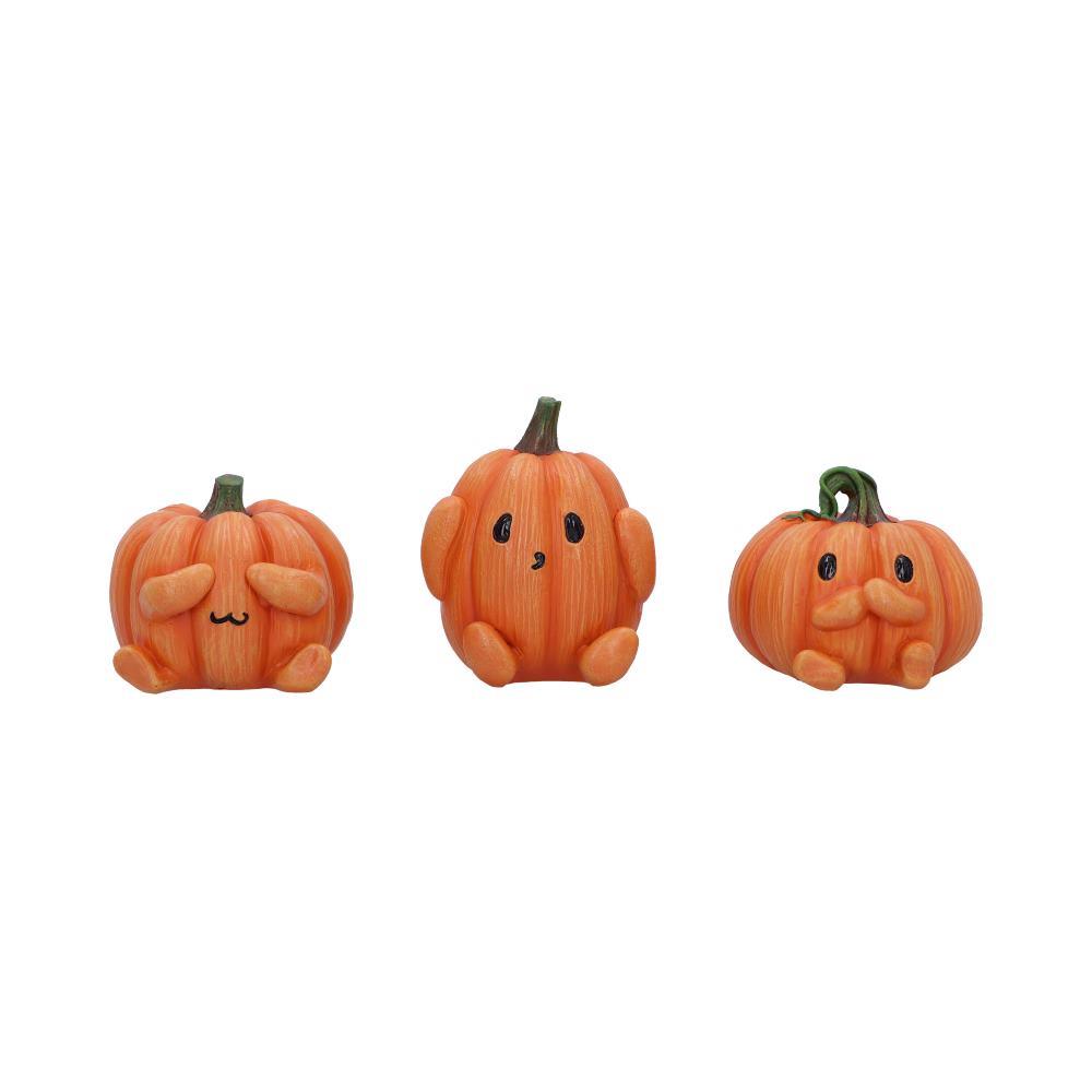 Pumpkin Statue Set  See No, Speak No Hear No Figurines Gothic Halloween Decor