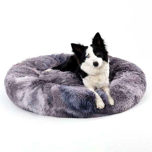 Fluffy Round Calming Dog Bed - Ultra Soft Plush Donut-Shaped Bed for Cats and Dogs, Washable and Cosy, Ideal for Anxiety Relief-Osiris Craftworks