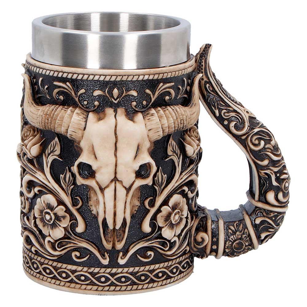 Bull Skull Tankard Western Cowboy Mug Gothic Barware Collectible Drinkware