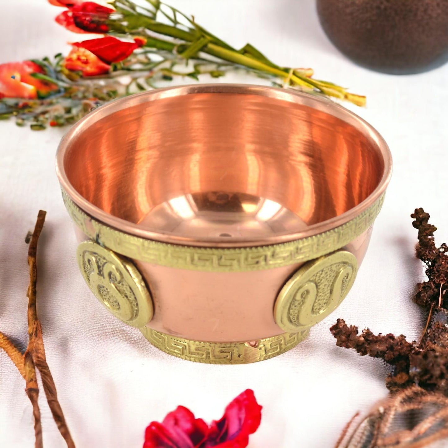 Seasons Copper Offering Bowl – Handcrafted Ritual Decor – Ideal for Altar or Sacred Space