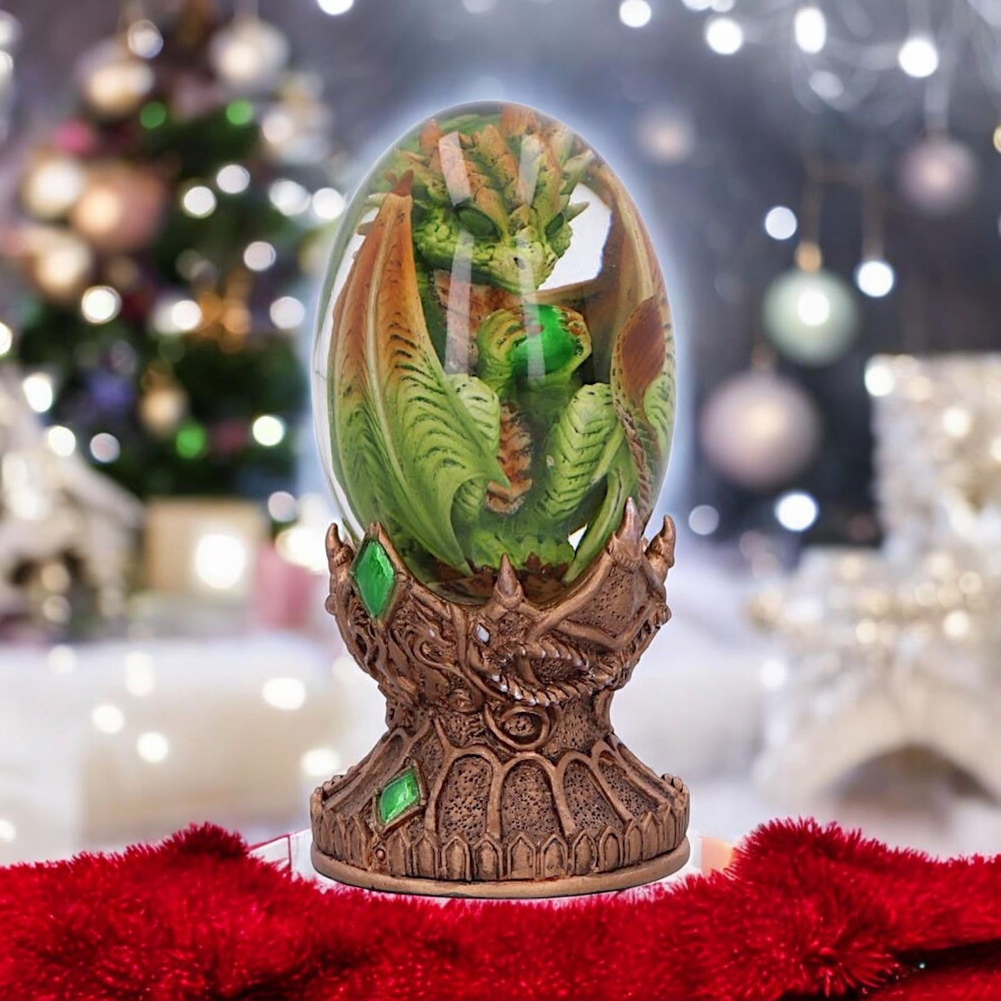 Earth Baby Dragon Egg Figurine - Fantasy Resin Statue Gothic Home Decor 12cm