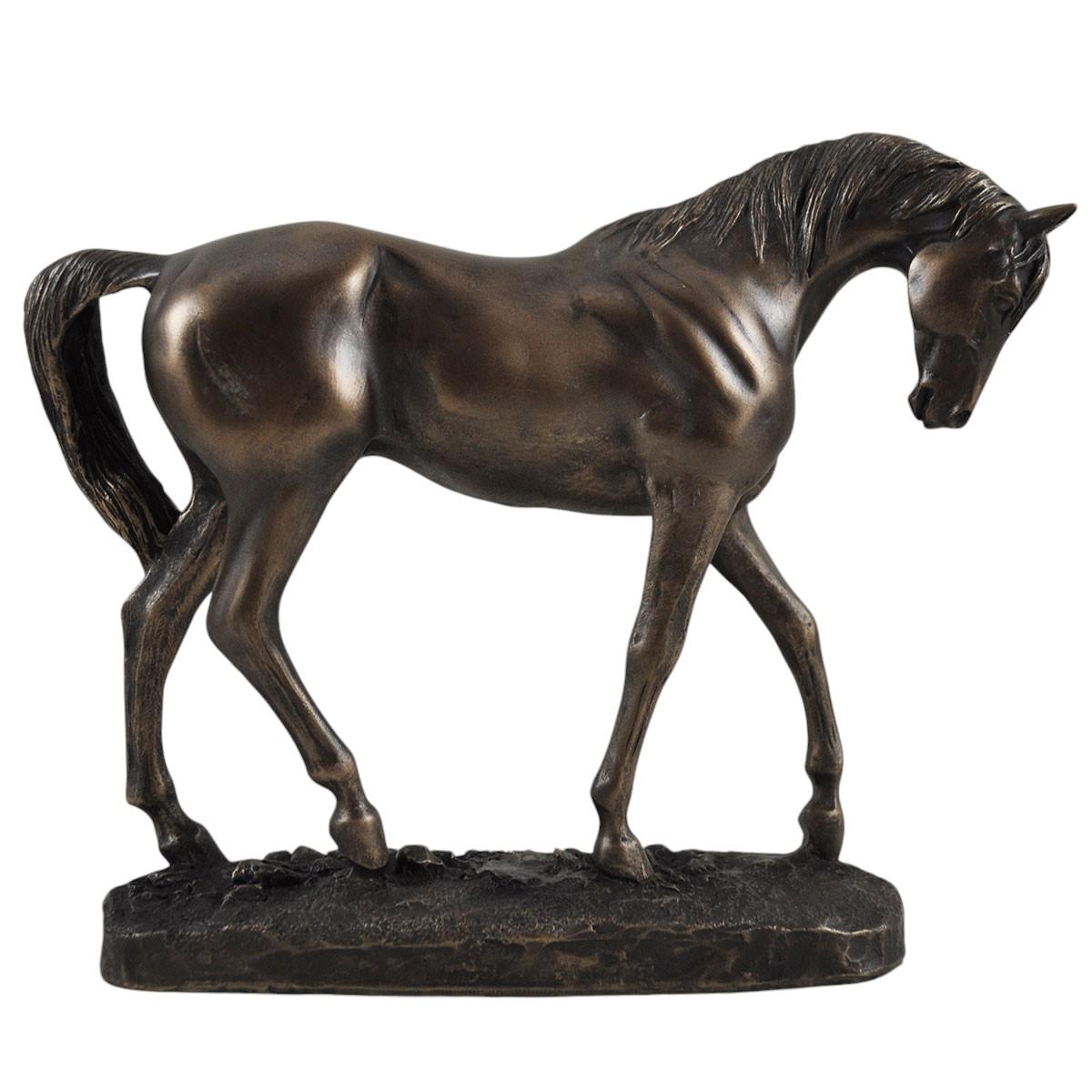 Elegant Bronze Horse Sculpture by David Geenty | Detailed Resin Figurine 21x16 cm