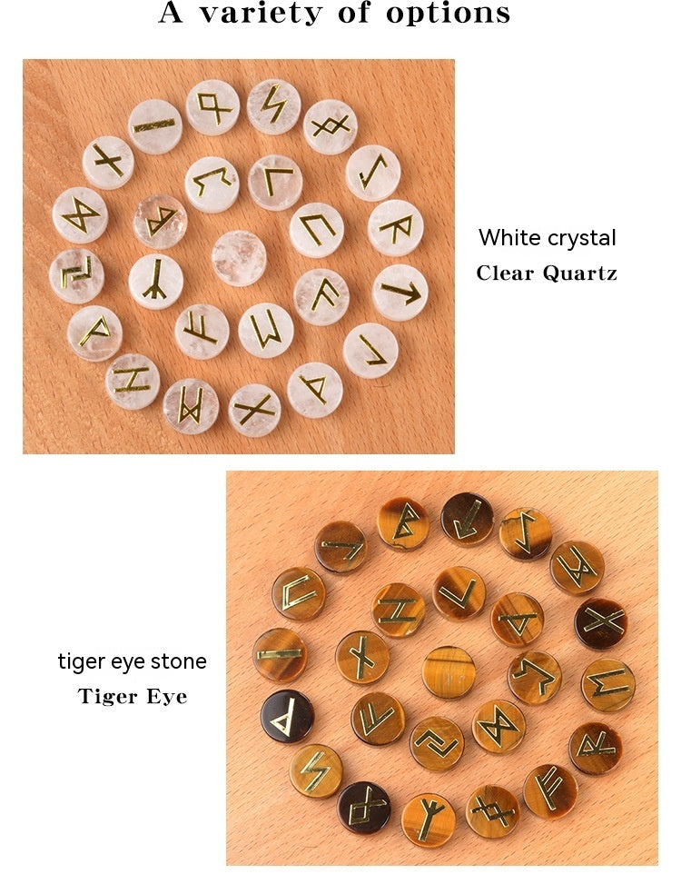 1662-25 Pieces A Pack Of Runes Natural Crystal Agate Luen Letter Wafer Suit Nordic Germanic
